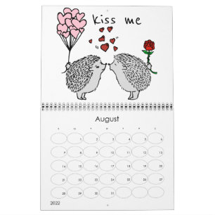 lovely cute couple hedgehog calendar