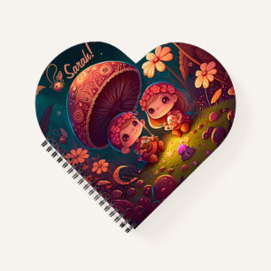 Lovely cute elves play under mushrooms             notebook
