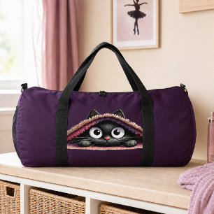 Lovely Cute Kitten Custom Monogram Script Name Duffle Bag