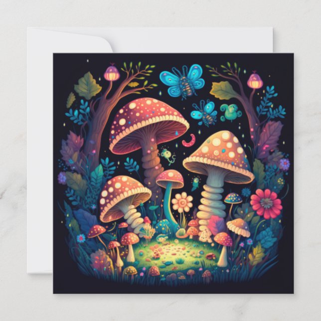 Lovely cute magic mushrooms   invitation (Front)
