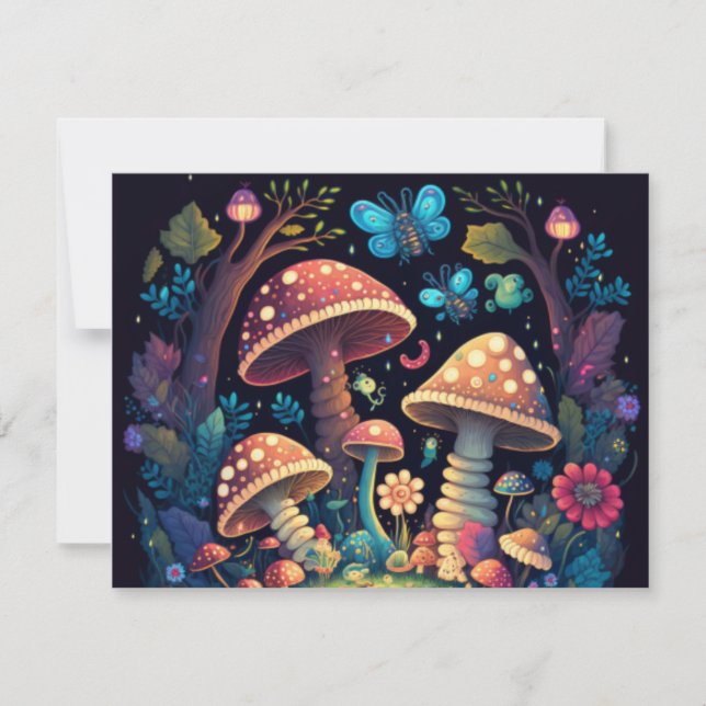 Lovely cute magic mushrooms   RSVP card (Front)