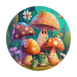 Lovely cute mushrooms for kid's room cutting board