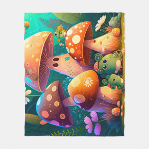 Lovely cute mushrooms for kid's room fleece blanket