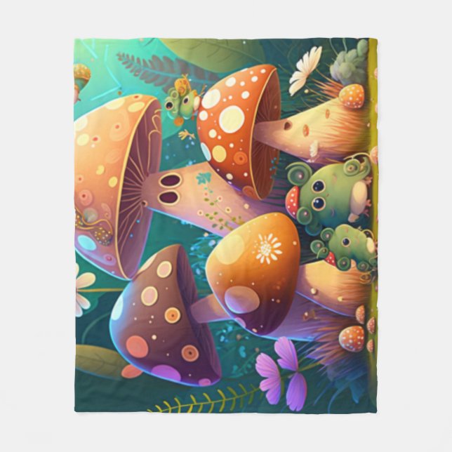Lovely cute mushrooms for kid's room   fleece blanket (Front)