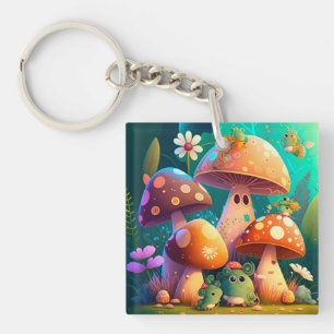 Lovely cute mushrooms   key ring