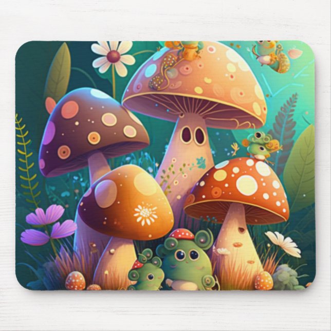 Lovely cute mushrooms   mouse mat (Front)