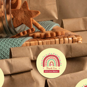 Lovely Cute Rainbow Heart Thank You Classic Round Sticker