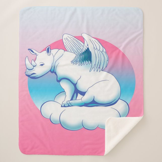 Lovely Cute Rhino | Gift for Rhino Lover Sherpa Blanket (Front)