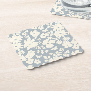 Lovely Daisies Pattern Custom Background Colours Paper Coaster