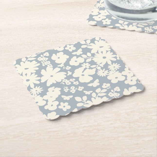 Lovely Daisies Pattern Custom Background Colours  Paper Coaster (Angled)
