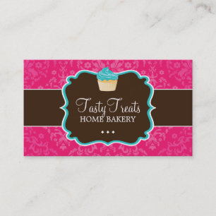 Lovely Damask Cupcake Business Cards