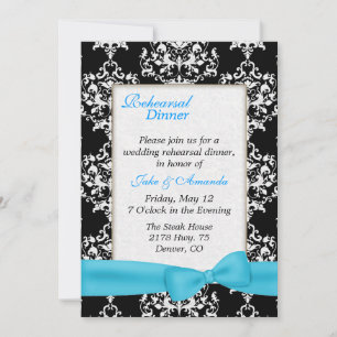 Lovely Damask Wedding Rehearsal Dinner Invitation