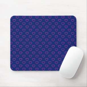 Lovely Dark Blue With Pink Hearts Pattern Mouse Mat