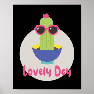 Lovely day Kawaii funny cactus wearing sunglasses Poster