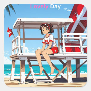 Lovely Day with Me on Sunny Beach. Sticker