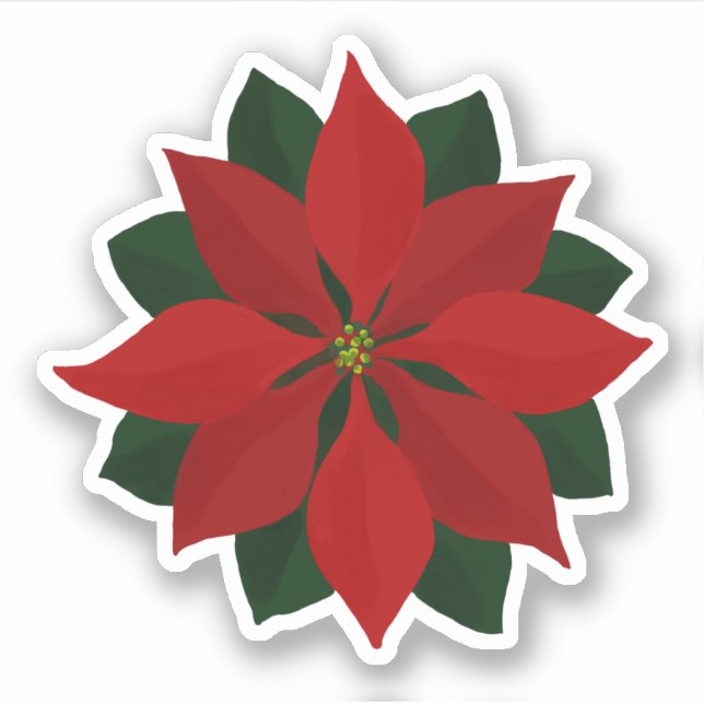 Lovely Deep Red Poinsettia Christmas Graphic (Front)