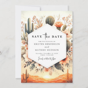 Lovely Desert Cactus Wedding Save The Date