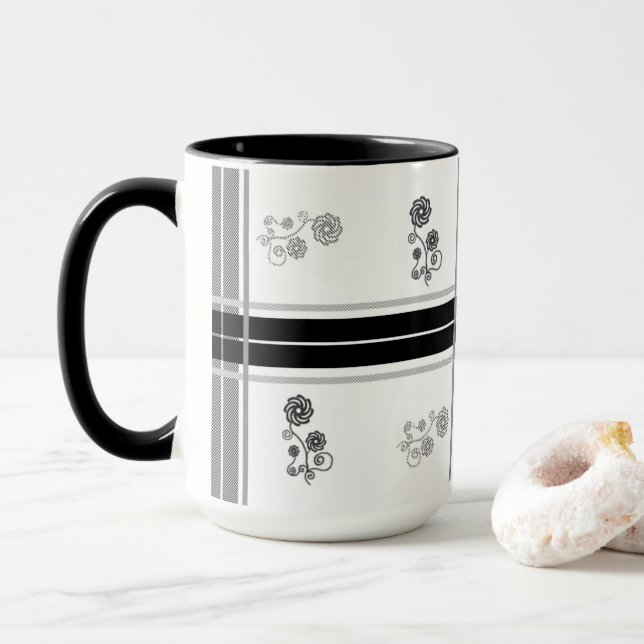 "Lovely" Design Black 15 oz Mug Choices (With Donut)