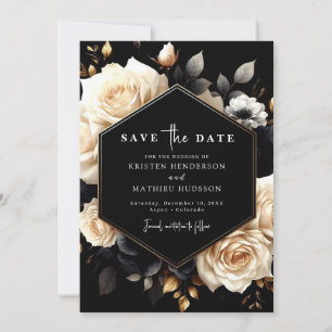 Lovely Digital Gold and Black Wedding Save The Date