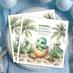 Lovely Dinosaur Baby Shower Hatching Soon Napkins