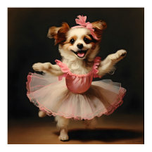 Lovely Dog Ballerina Dancing Vintage