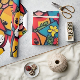 Lovely dogs colourful dogs pet vibes Wrapping Pape Paper