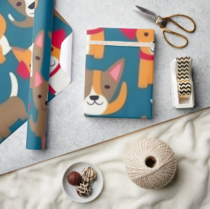 Lovely dogs colourful dogs pet vibes Wrapping Pape Paper