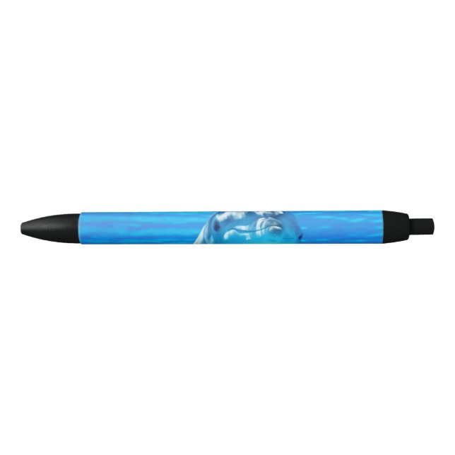 Lovely Dolphin Underwater Sea Life Black Ink Pen (Front)