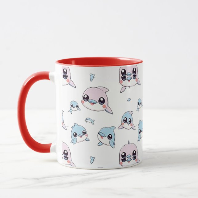 Lovely dolphins - Modern digital pattern design 1 Mug (Left)