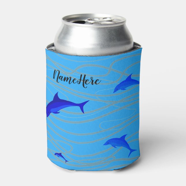 Lovely Dolphins swimming. Can Cooler (Can Front)