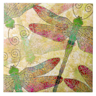 Lovely Dragonfly Swarm Decorative Ceramic Tile