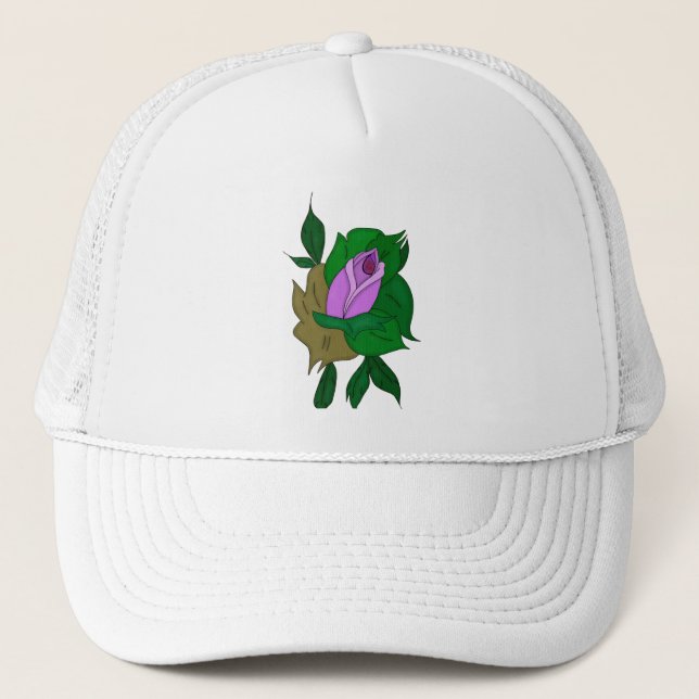 Lovely Drawing of a Flower Trucker Hat (Front)