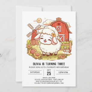 Lovely Dreamy Sheep Digital Birthday Invitation