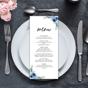 Lovely Dusty Blue Floral Wedding Menu