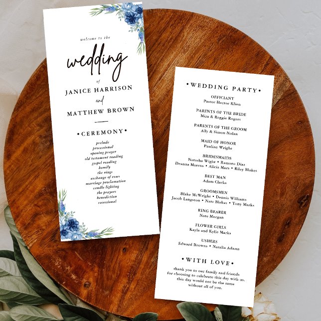 Lovely Dusty Blue Floral Wedding Programs (Creator Uploaded)