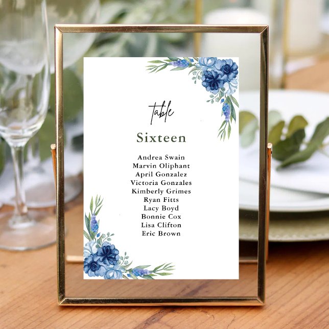 Lovely Dusty Blue Floral Wedding Table Number (Creator Uploaded)