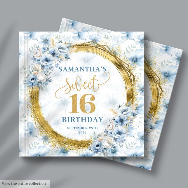Lovely Dusty Blue Sweet 16 Guest Book with Glitter (Lovely Dusty Blue Sweet 16 Guest Book with Glitter)