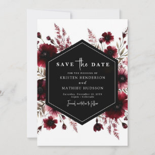 Lovely Earthy Burgundy Wedding Save The Date