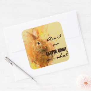 Lovely Easter Bunny Watercolor Square Sticker