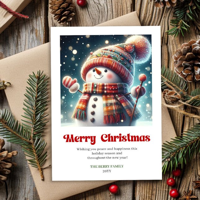 Lovely editable cartoon snowman Xmas watercolor Holiday Card (Lovely editable cartoon snowman Xmas watercolor Holiday Card )