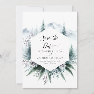 Lovely Editable Mountain Wedding Save The Date