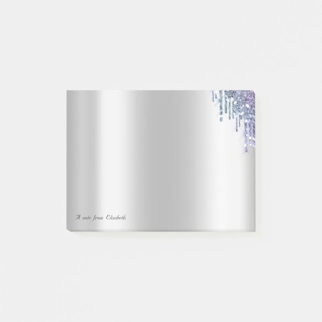 Lovely Elegant Violet Glitter Drips Post-it Notes (Front)