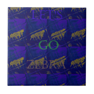 Lovely Elegant Zebra Graphic Design on Royal Hue  Tile