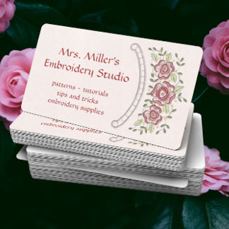 Lovely Embroidered Flowers Embroidery Pattern Business Card