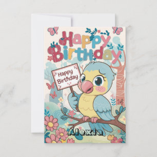 Lovely Enchanted Parrot Digital Birthday Card