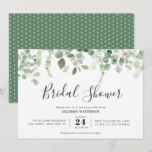 lovely eucalyptus greenery bridal shower invitation