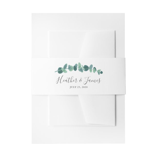 Lovely Eucalyptus Wedding Invitation Belly Band (Front Example)