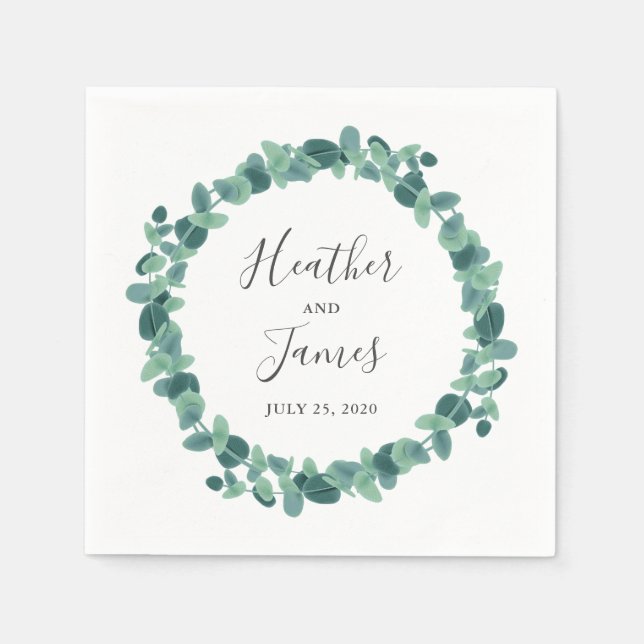 Lovely Eucalyptus Wedding Napkin (Front)
