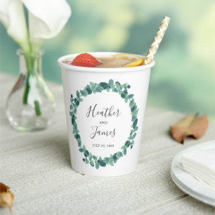 Lovely Eucalyptus Wedding Paper Cups