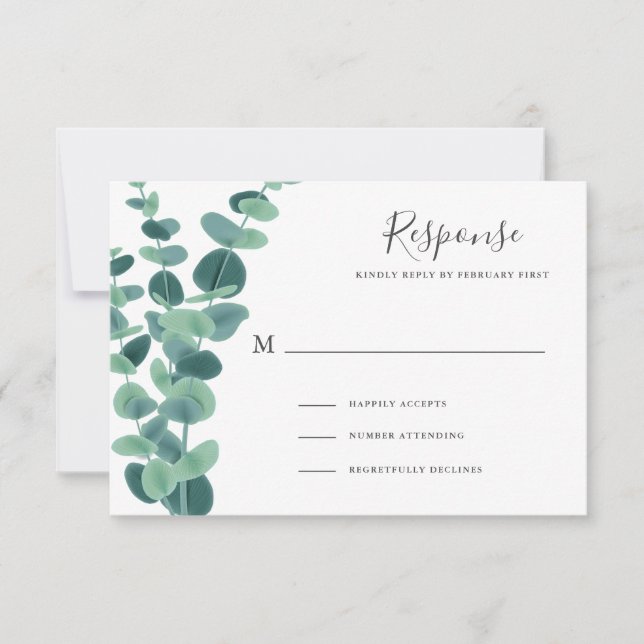 Lovely Eucalyptus Wedding RSVP Cards (Front)